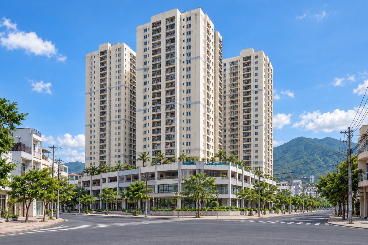 Two-bedroom in an affordable apartment block · Exterior · Home illustration