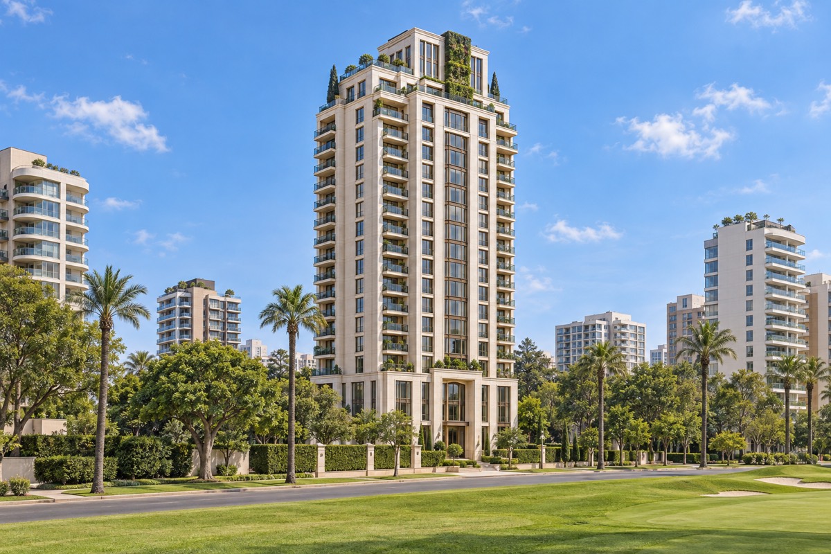 Three-level penthouse overlooking a golf course · Exterior · Home illustration