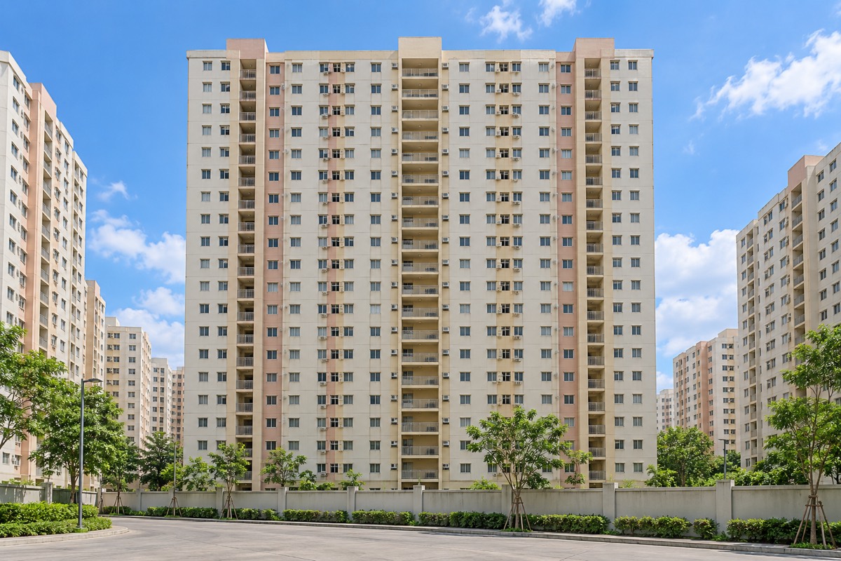 Two-bedroom condo in a large low-cost complex · Exterior · Home illustration