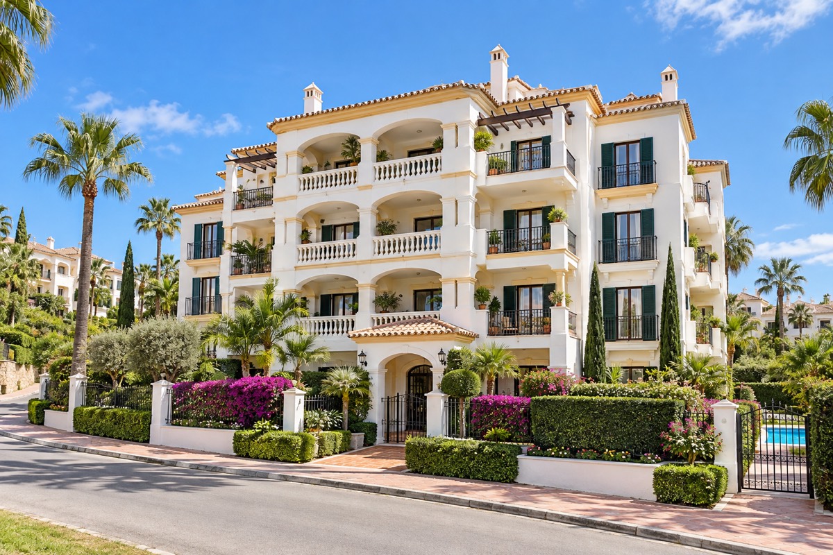 Two-bedroom apartment in a complex with a pool · Exterior · Home illustration