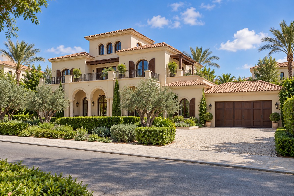 Front-row mansion on a golf course · Exterior · Home illustration