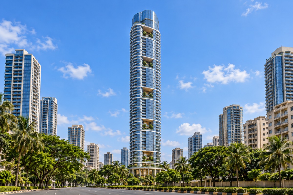 초고층 타워 포베드룸 아파트 (4BHK) · 외관 · 주거 예시