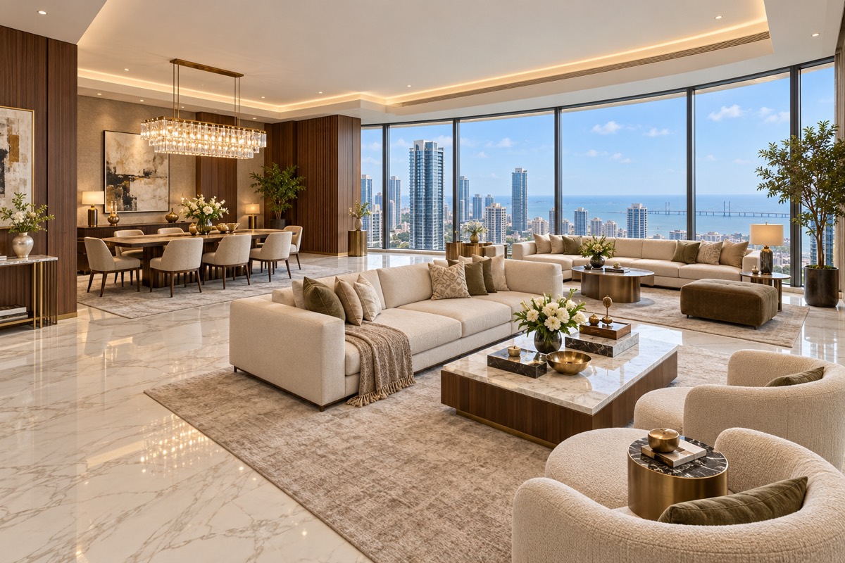 초고층 타워 포베드룸 아파트 (4BHK) · 실내 · 주거 예시