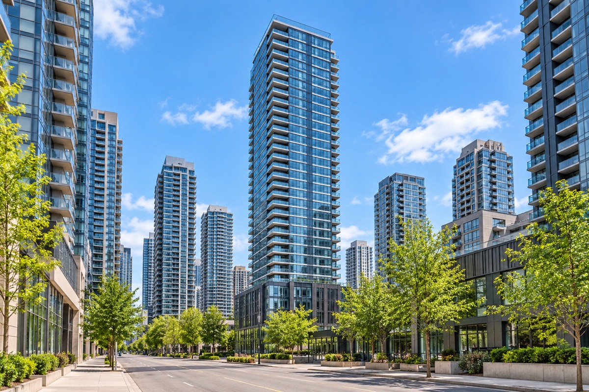 High-rise studio condo · Exterior · Home illustration